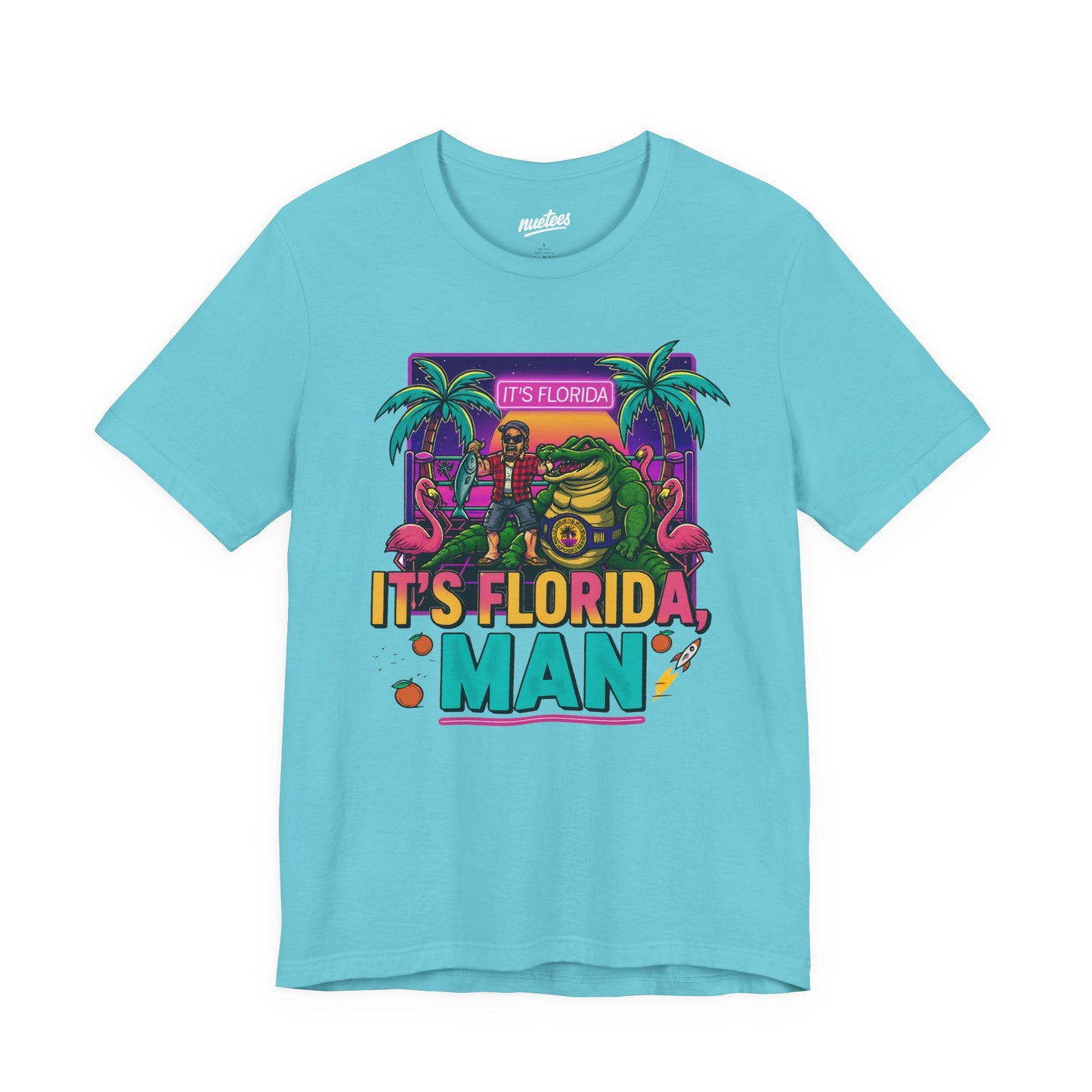 It's Florida, Man T-Shirt — Retro Flamingo & Palm Vacation Tee