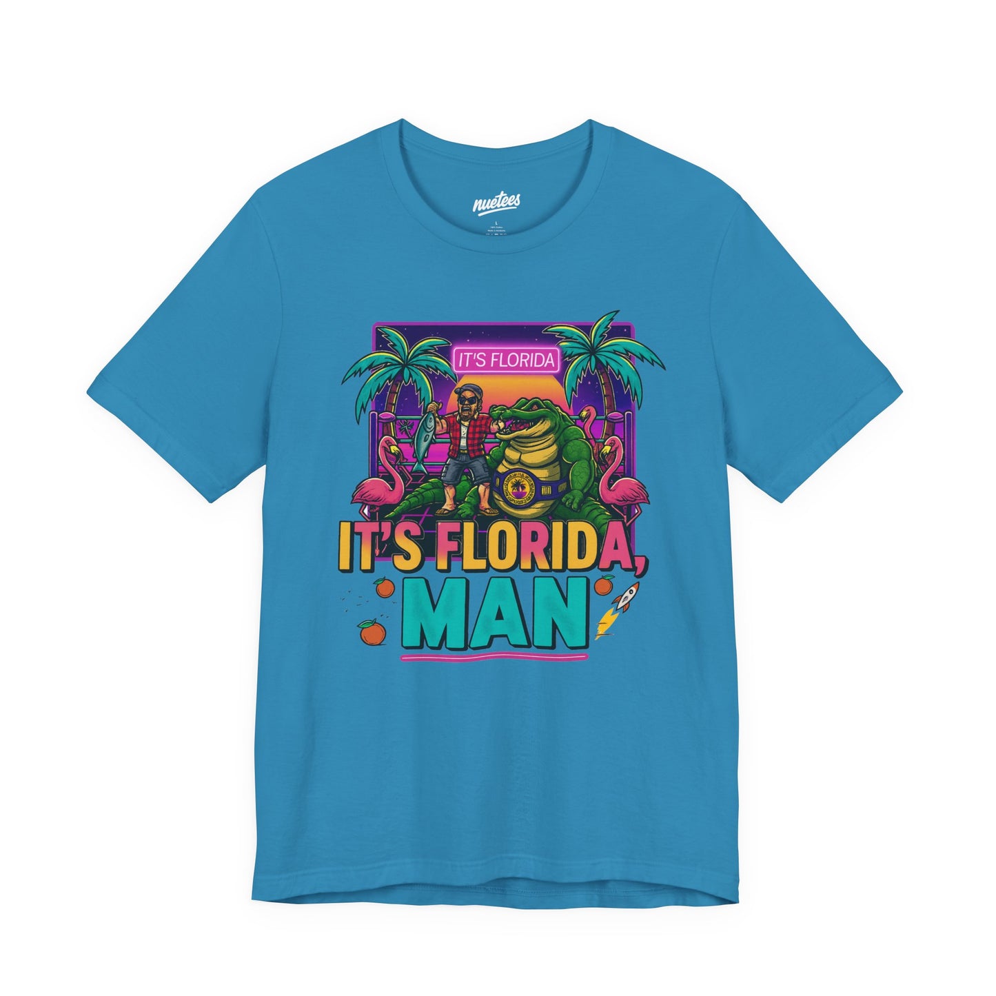 It's Florida, Man T-Shirt — Retro Flamingo & Palm Vacation Tee