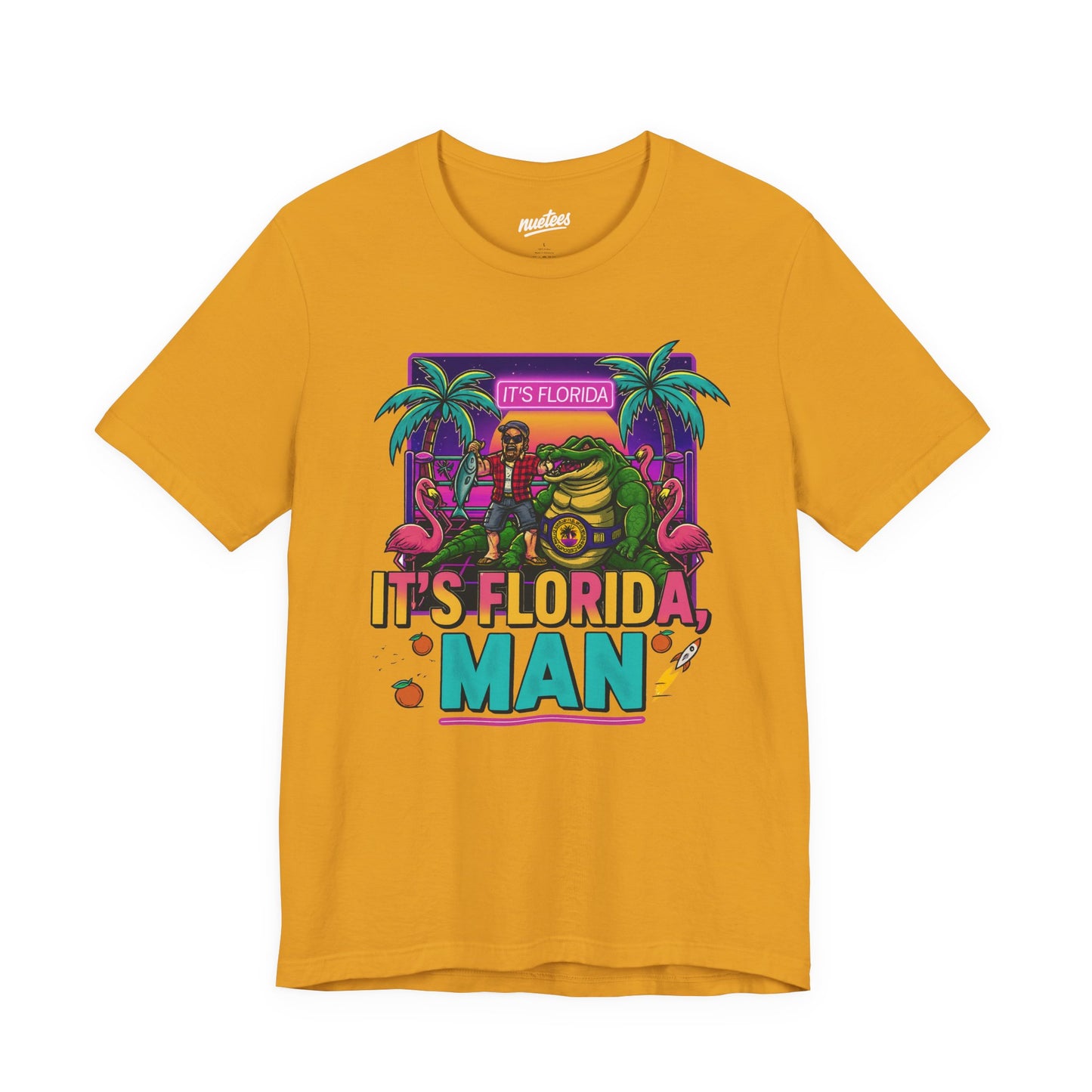 It's Florida, Man T-Shirt — Retro Flamingo & Palm Vacation Tee