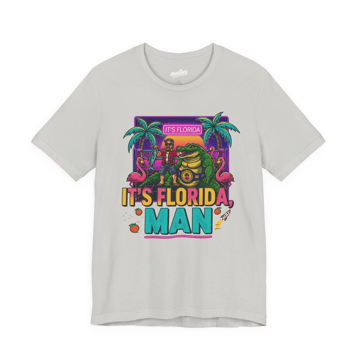 It's Florida, Man T-Shirt — Retro Flamingo & Palm Vacation Tee