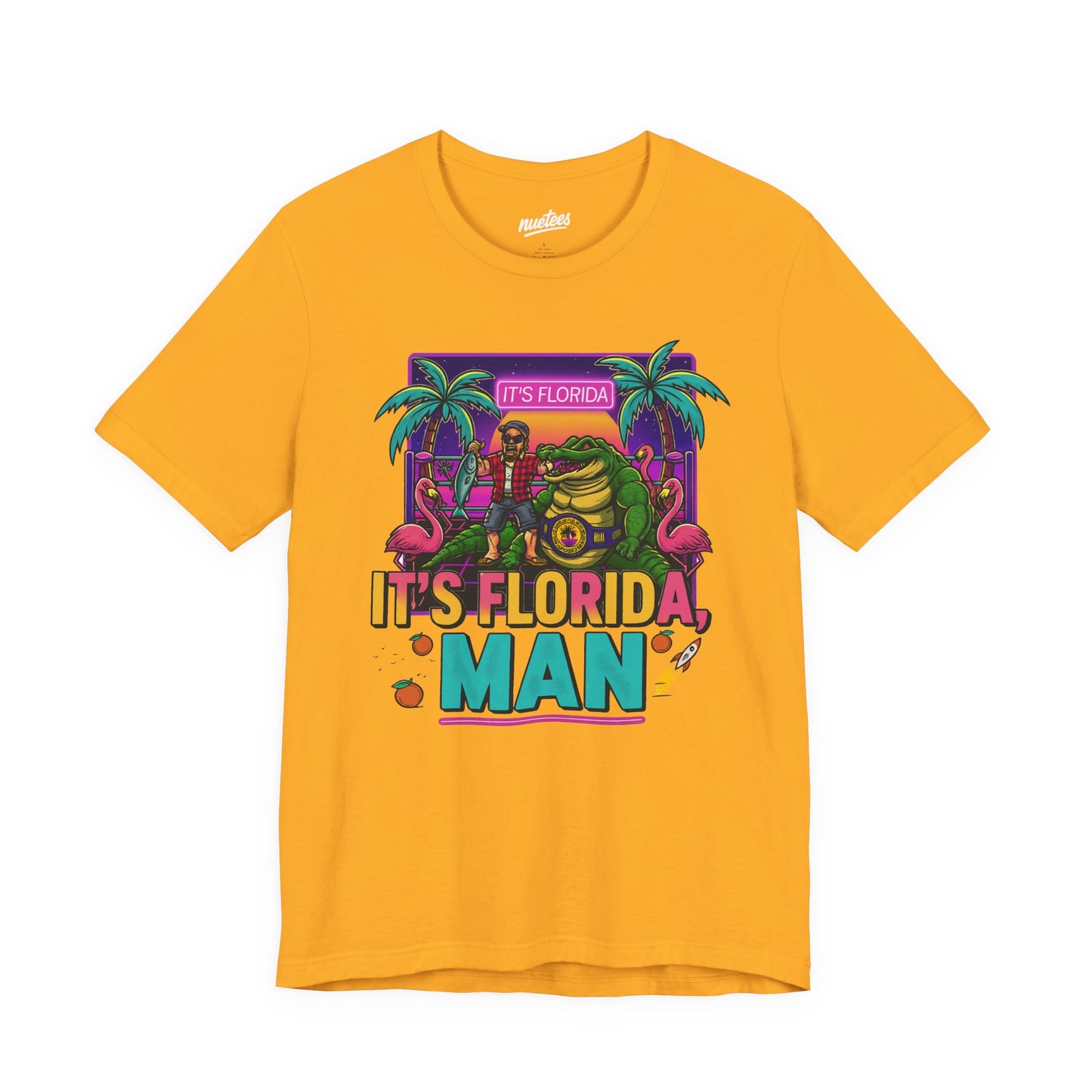It's Florida, Man T-Shirt — Retro Flamingo & Palm Vacation Tee