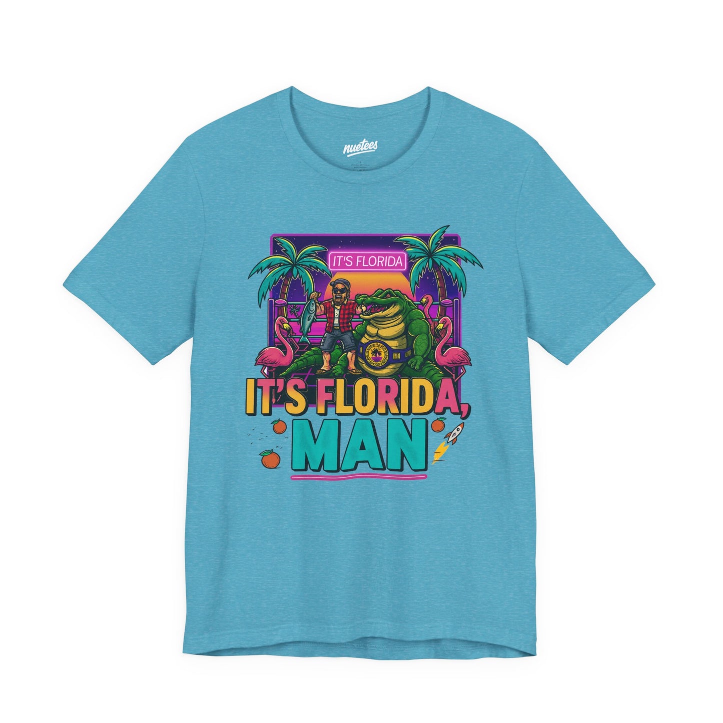 It's Florida, Man T-Shirt — Retro Flamingo & Palm Vacation Tee