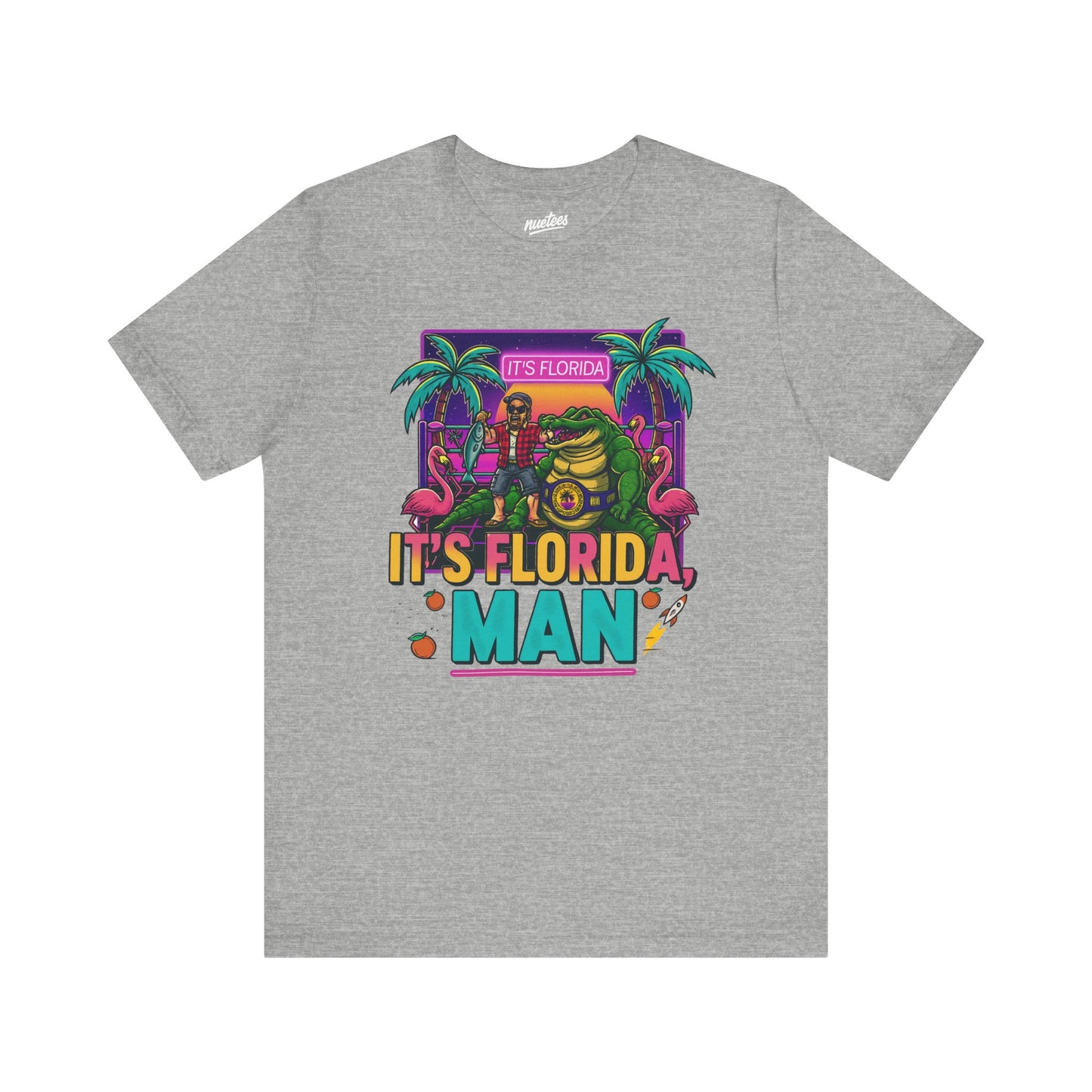 It's Florida, Man T-Shirt — Retro Flamingo & Palm Vacation Tee
