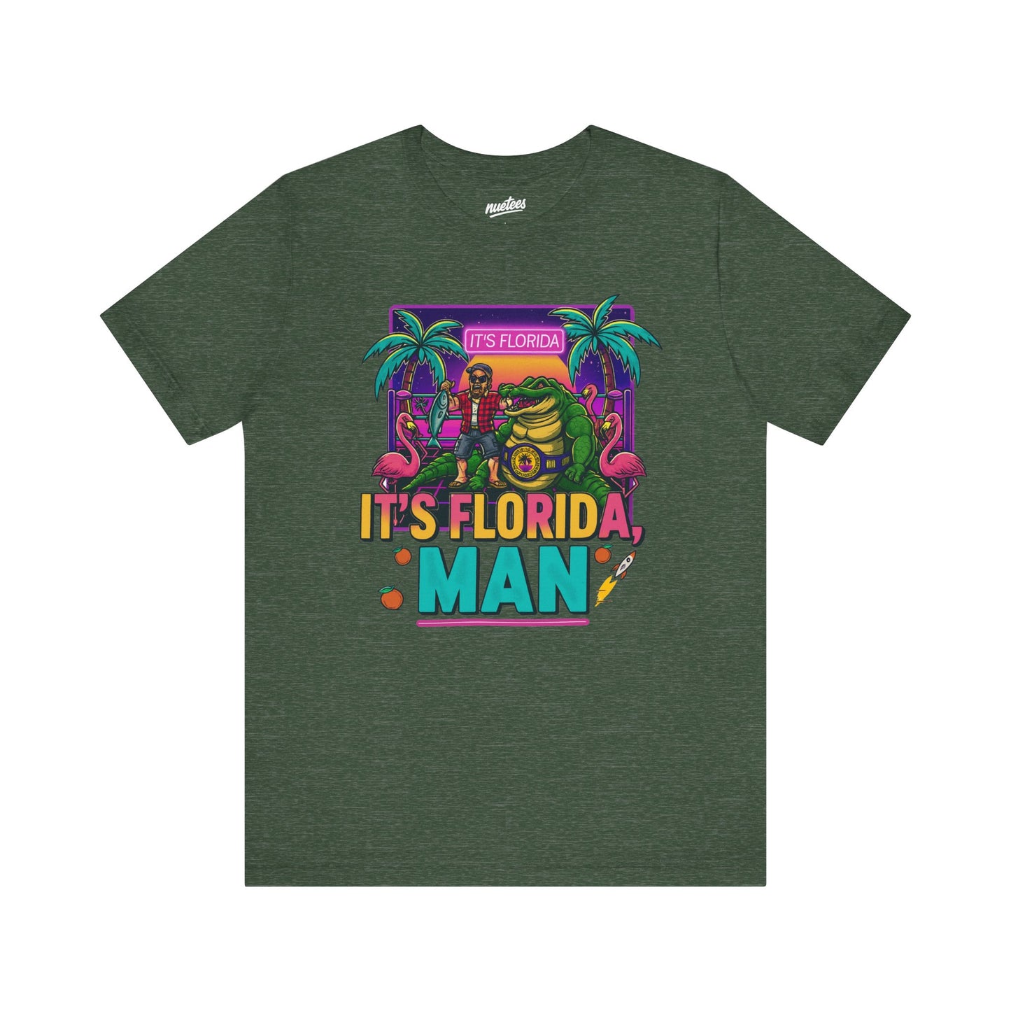 It's Florida, Man T-Shirt — Retro Flamingo & Palm Vacation Tee