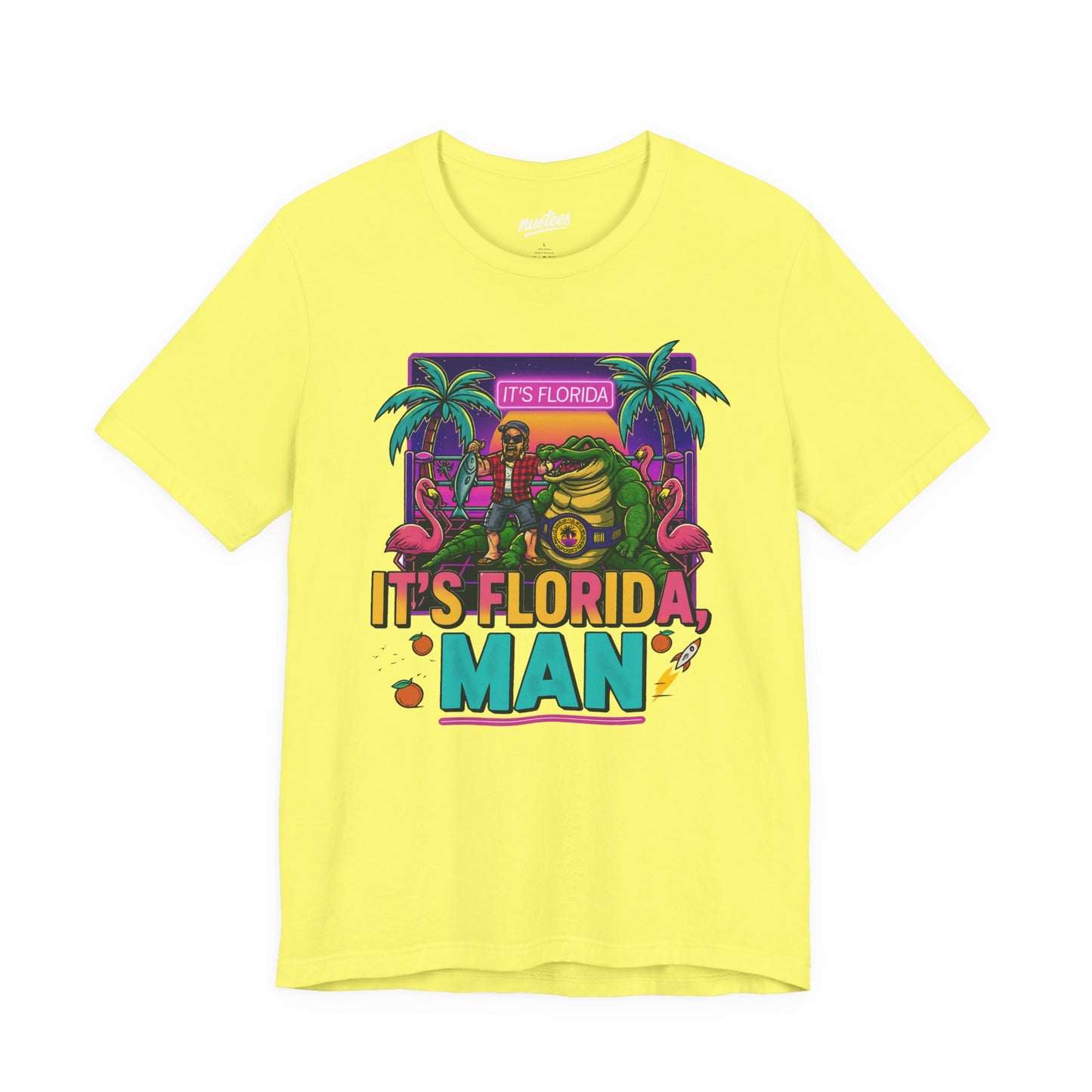 It's Florida, Man T-Shirt — Retro Flamingo & Palm Vacation Tee