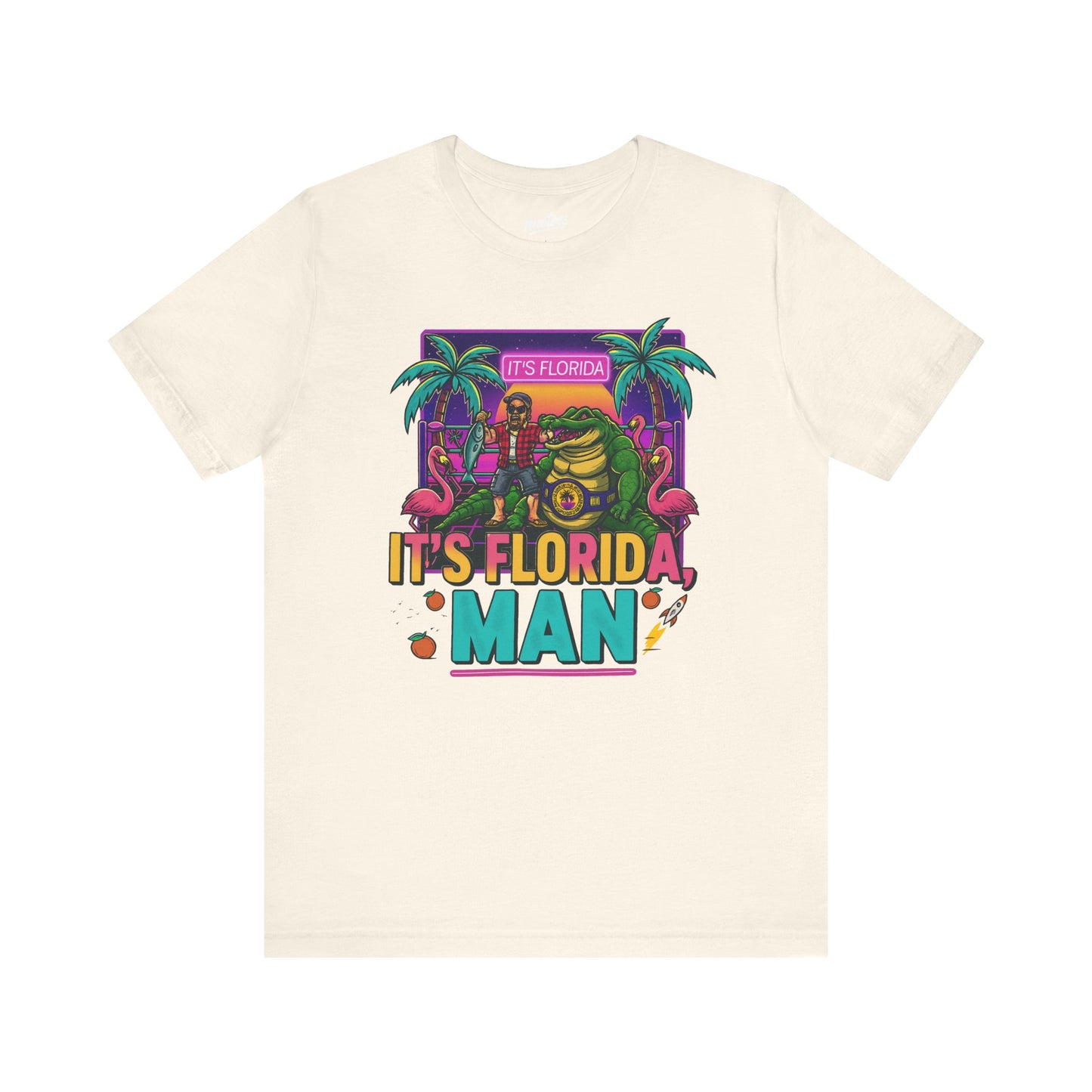 It's Florida, Man T-Shirt — Retro Flamingo & Palm Vacation Tee