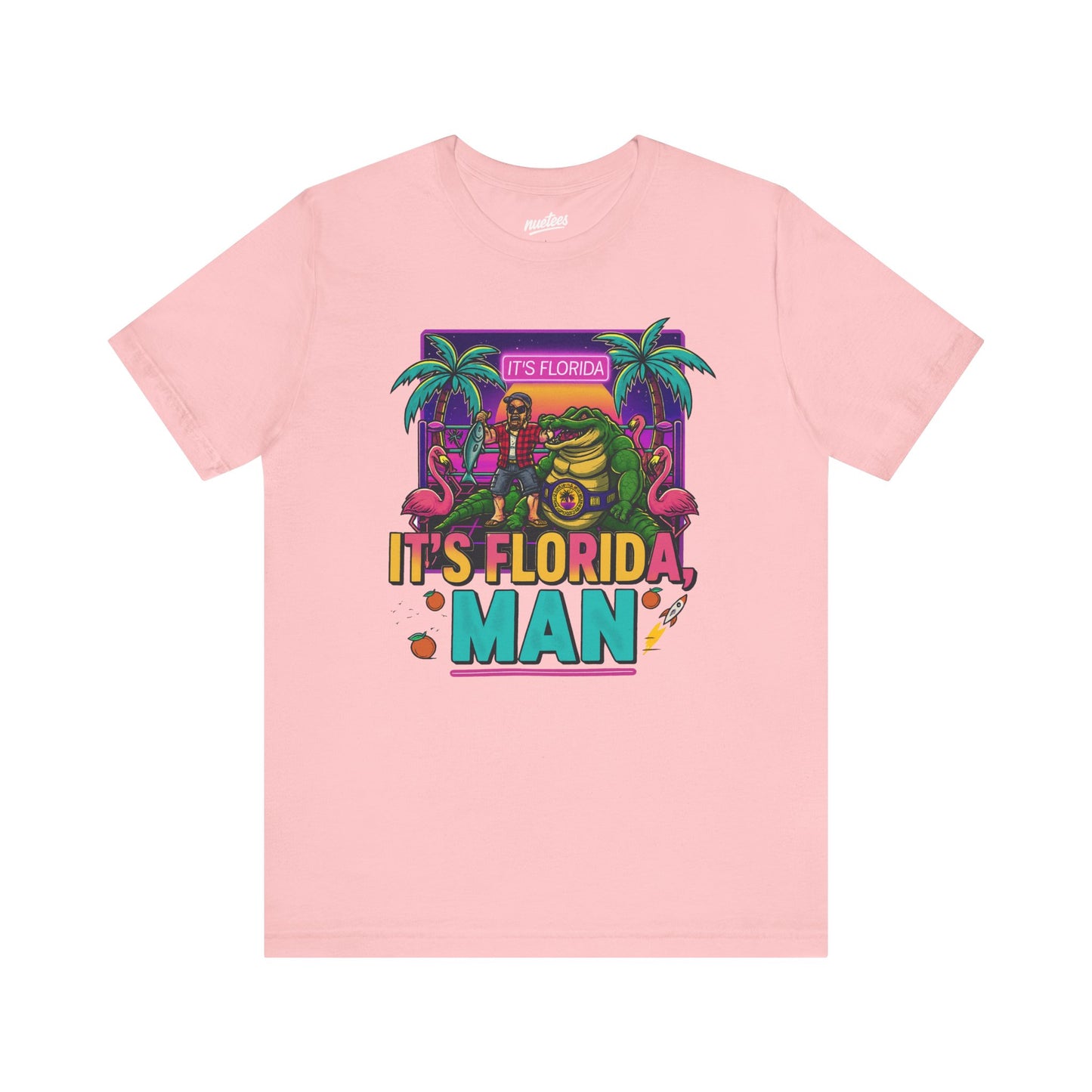 It's Florida, Man T-Shirt — Retro Flamingo & Palm Vacation Tee