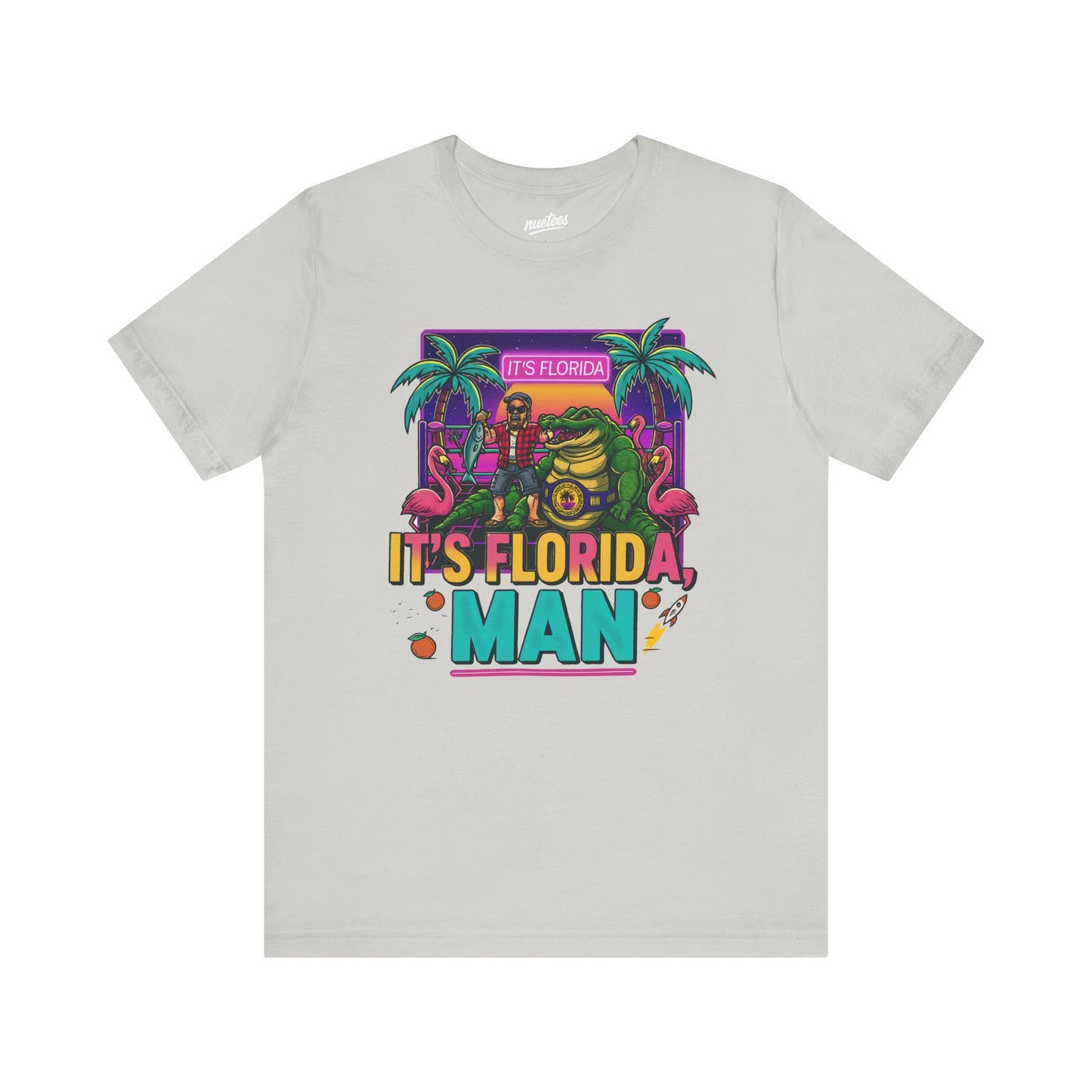 It's Florida, Man T-Shirt — Retro Flamingo & Palm Vacation Tee