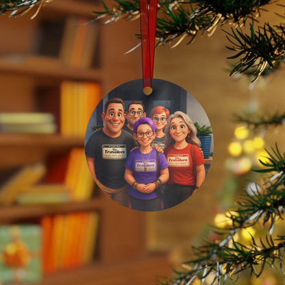 Family Travelers Metal Ornament — Personalized Travel Squad Holiday Keepsake