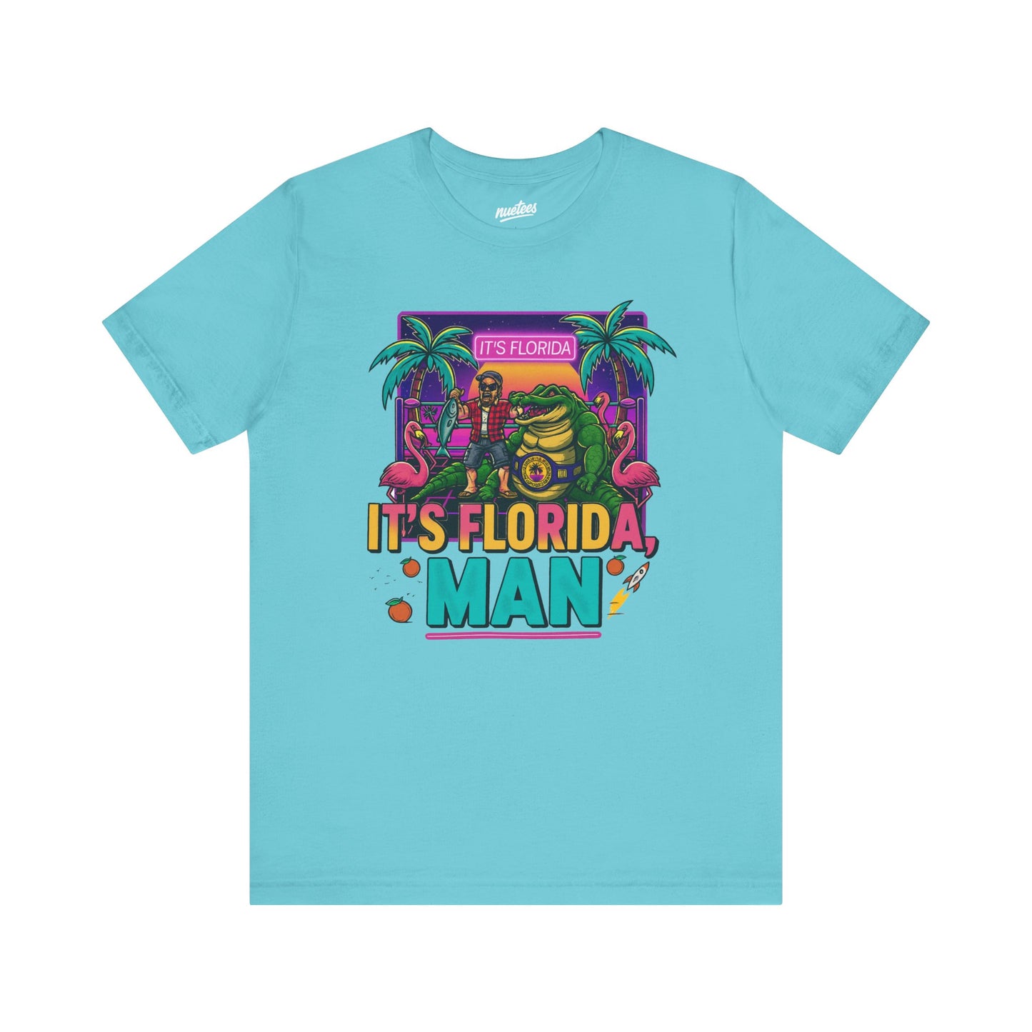It's Florida, Man T-Shirt — Retro Flamingo & Palm Vacation Tee