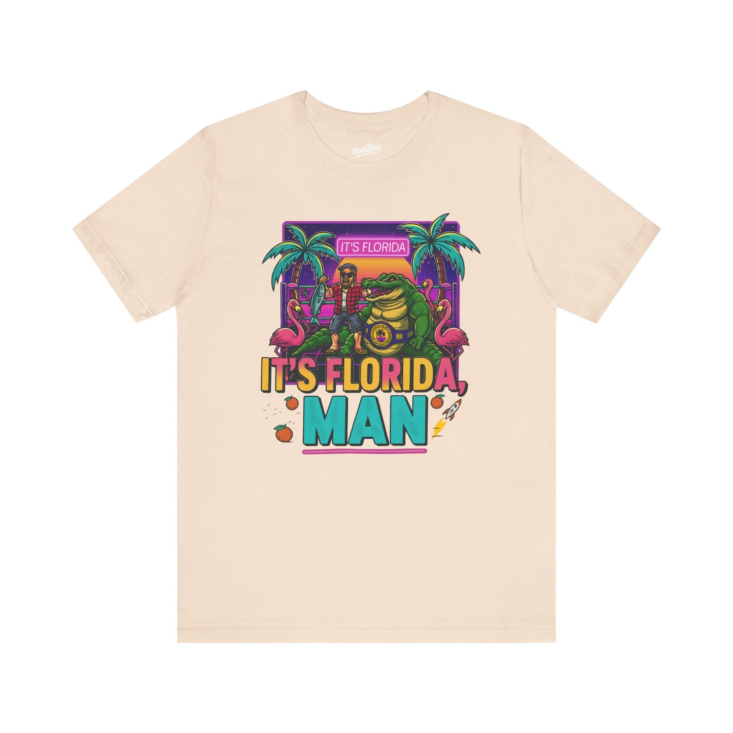 It's Florida, Man T-Shirt — Retro Flamingo & Palm Vacation Tee