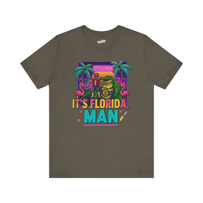 It's Florida, Man T-Shirt — Retro Flamingo & Palm Vacation Tee