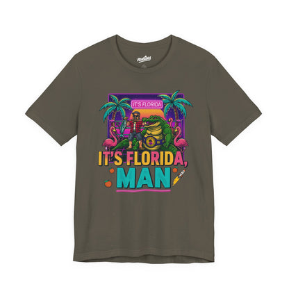 It's Florida, Man T-Shirt — Retro Flamingo & Palm Vacation Tee