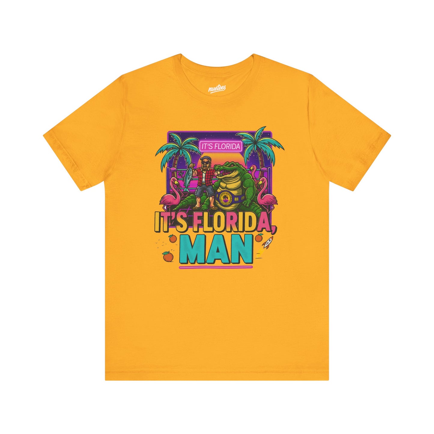 It's Florida, Man T-Shirt — Retro Flamingo & Palm Vacation Tee