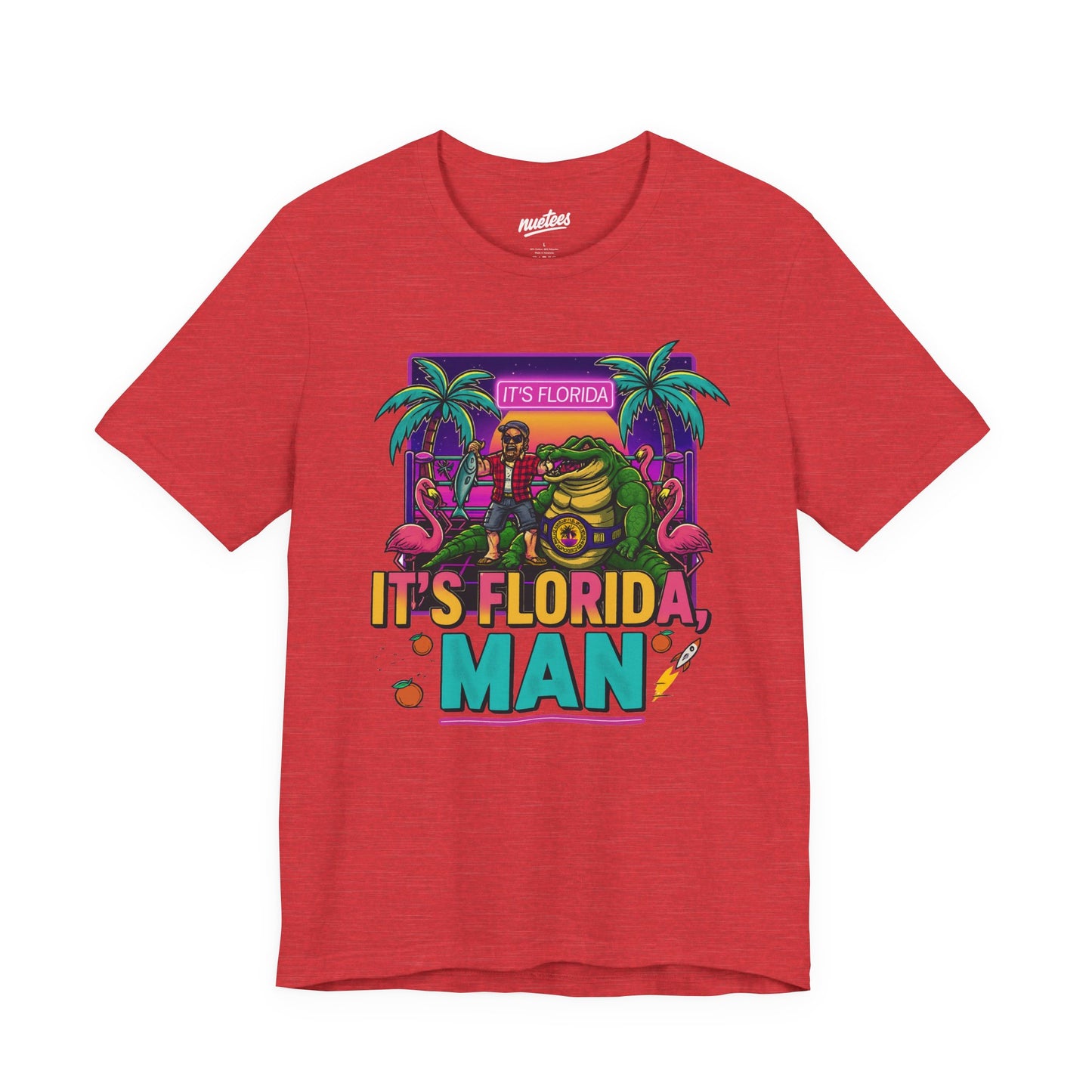 It's Florida, Man T-Shirt — Retro Flamingo & Palm Vacation Tee