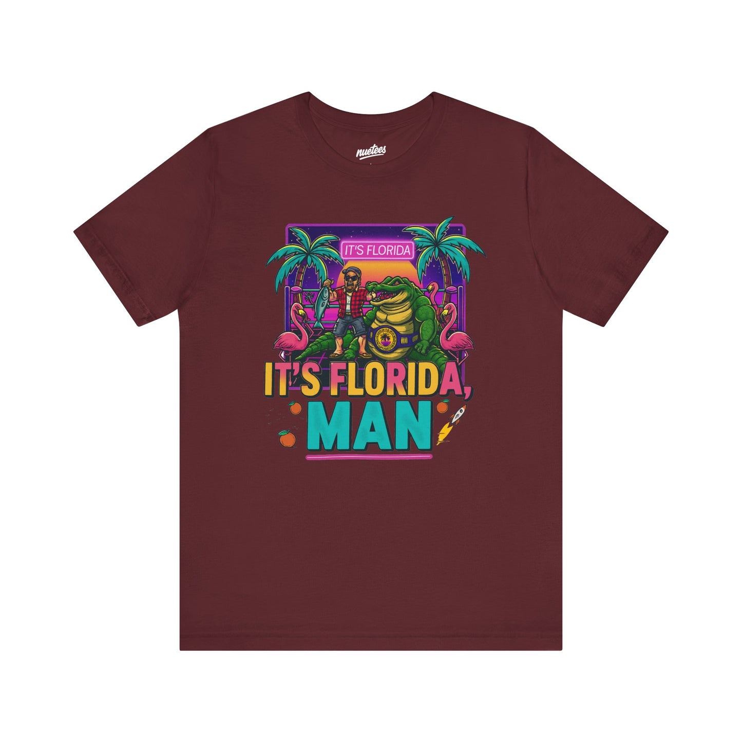 It's Florida, Man T-Shirt — Retro Flamingo & Palm Vacation Tee