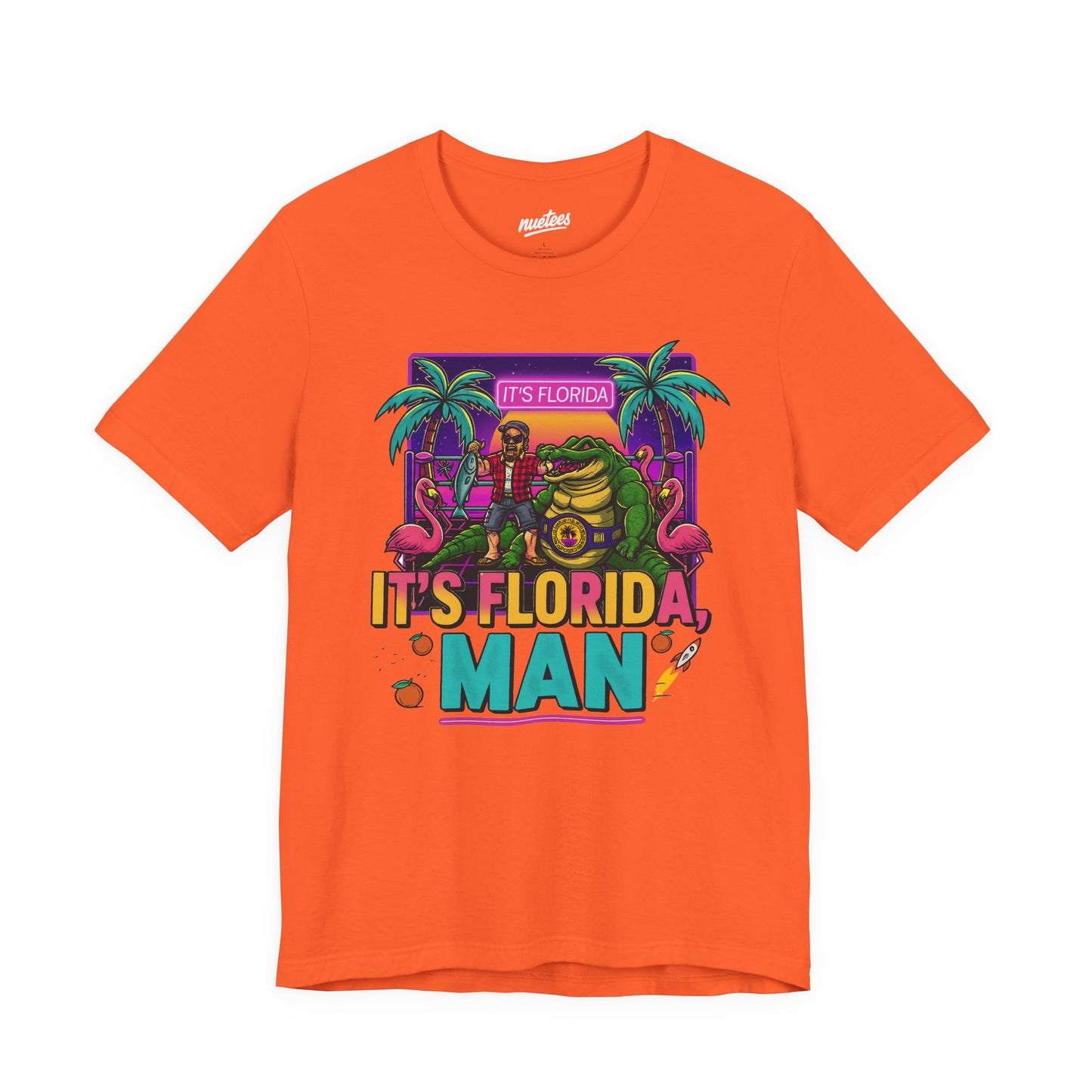 It's Florida, Man T-Shirt — Retro Flamingo & Palm Vacation Tee