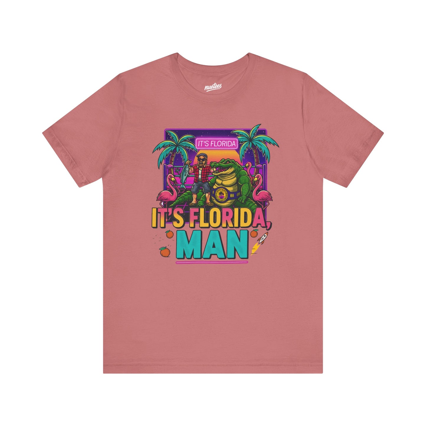 It's Florida, Man T-Shirt — Retro Flamingo & Palm Vacation Tee