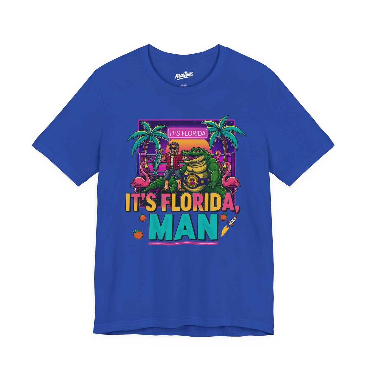 It's Florida, Man T-Shirt — Retro Flamingo & Palm Vacation Tee