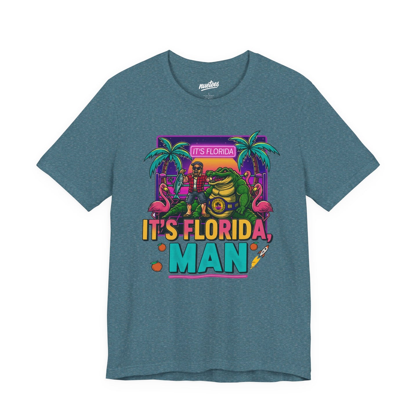 It's Florida, Man T-Shirt — Retro Flamingo & Palm Vacation Tee