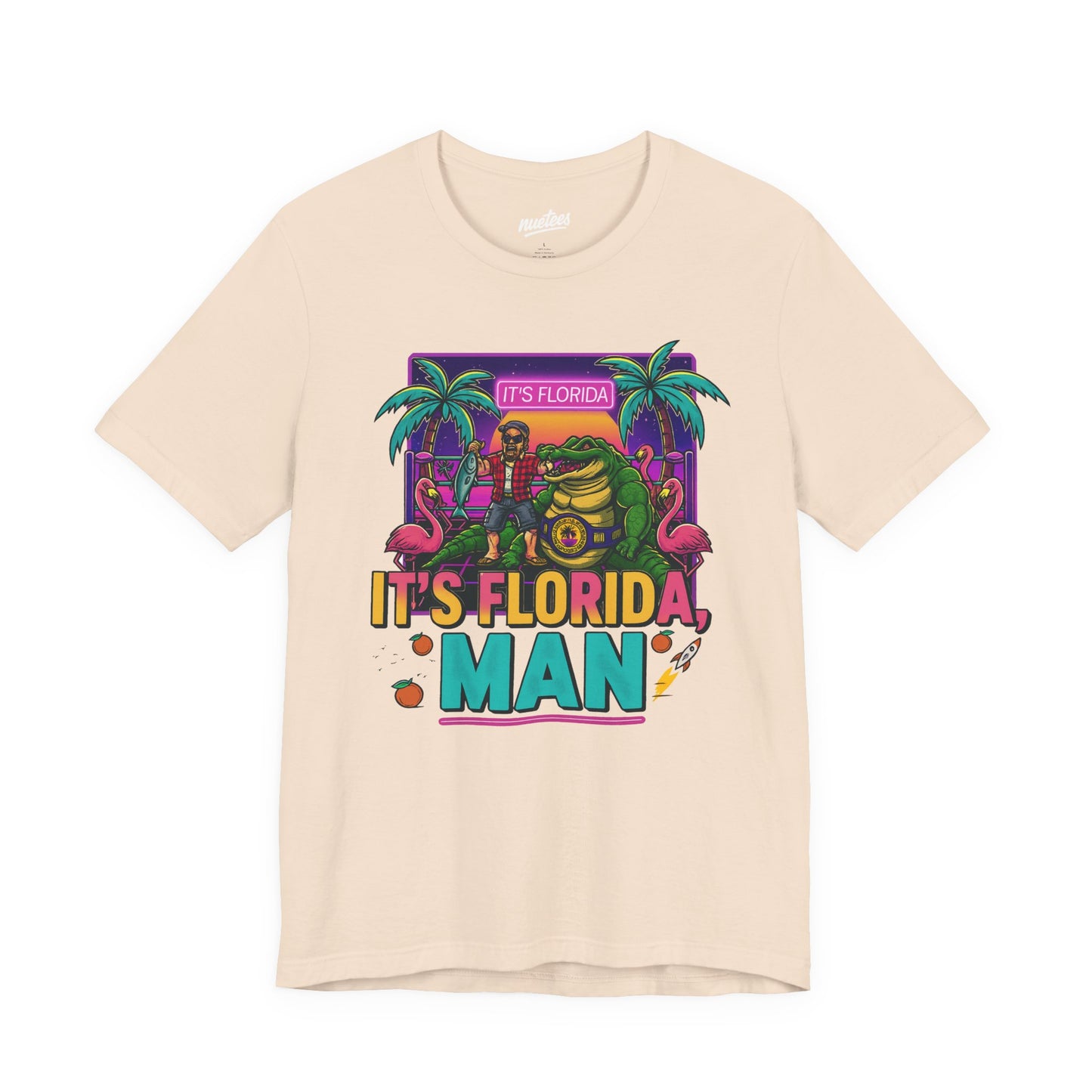 It's Florida, Man T-Shirt — Retro Flamingo & Palm Vacation Tee