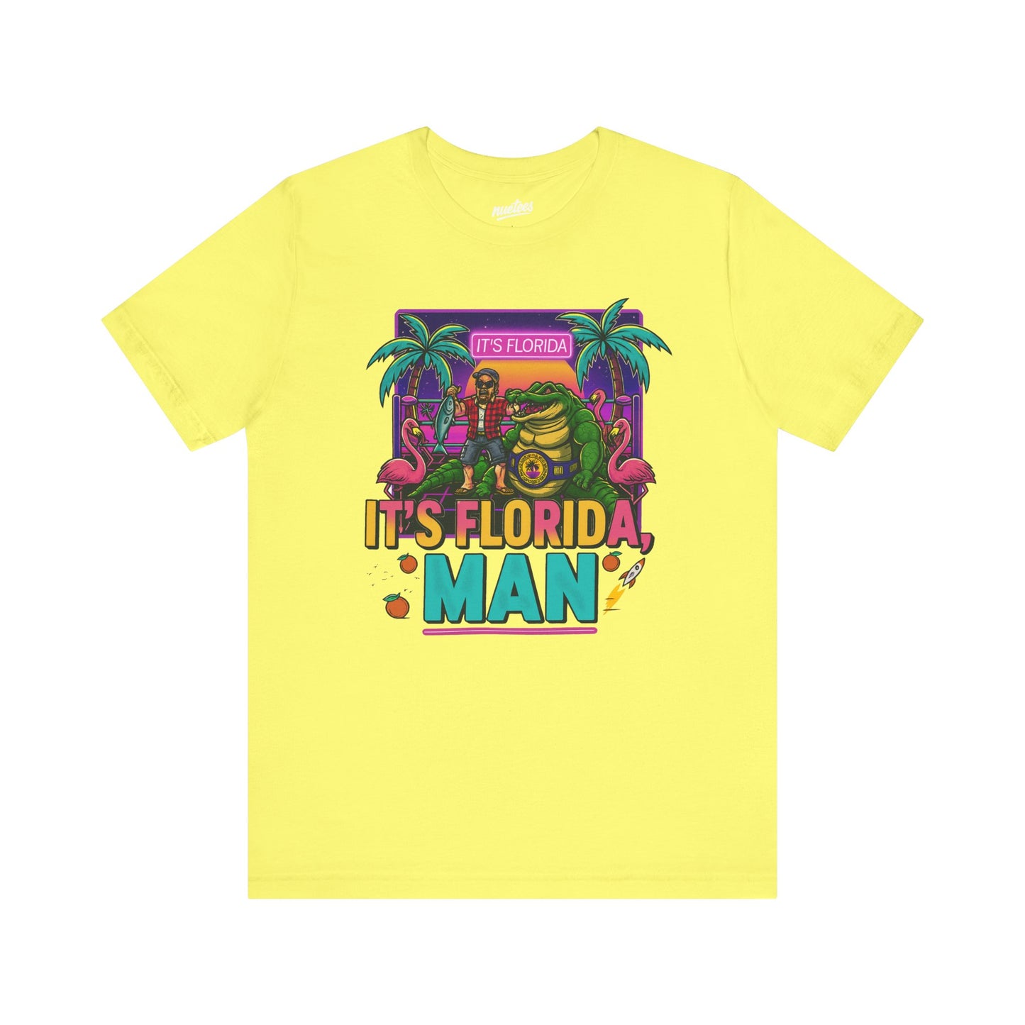 It's Florida, Man T-Shirt — Retro Flamingo & Palm Vacation Tee