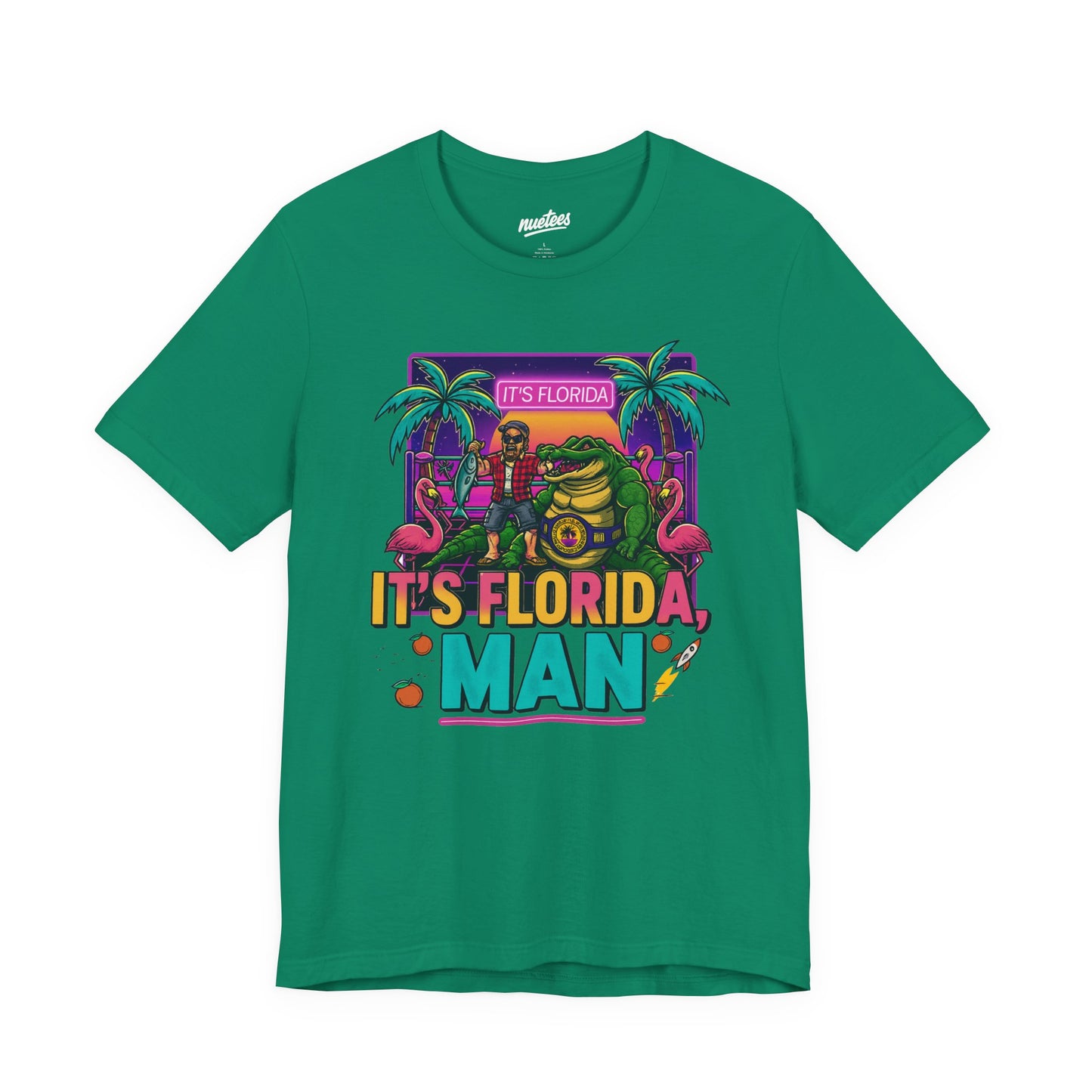 It's Florida, Man T-Shirt — Retro Flamingo & Palm Vacation Tee