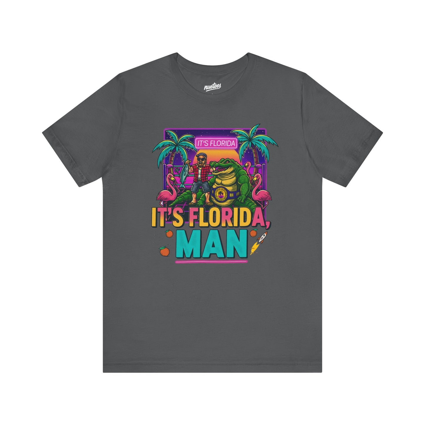 It's Florida, Man T-Shirt — Retro Flamingo & Palm Vacation Tee