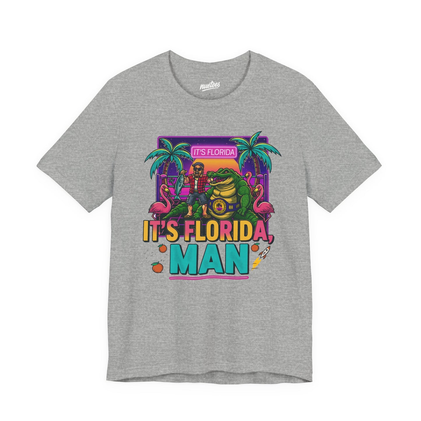It's Florida, Man T-Shirt — Retro Flamingo & Palm Vacation Tee