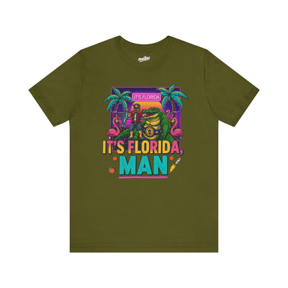 It's Florida, Man T-Shirt — Retro Flamingo & Palm Vacation Tee