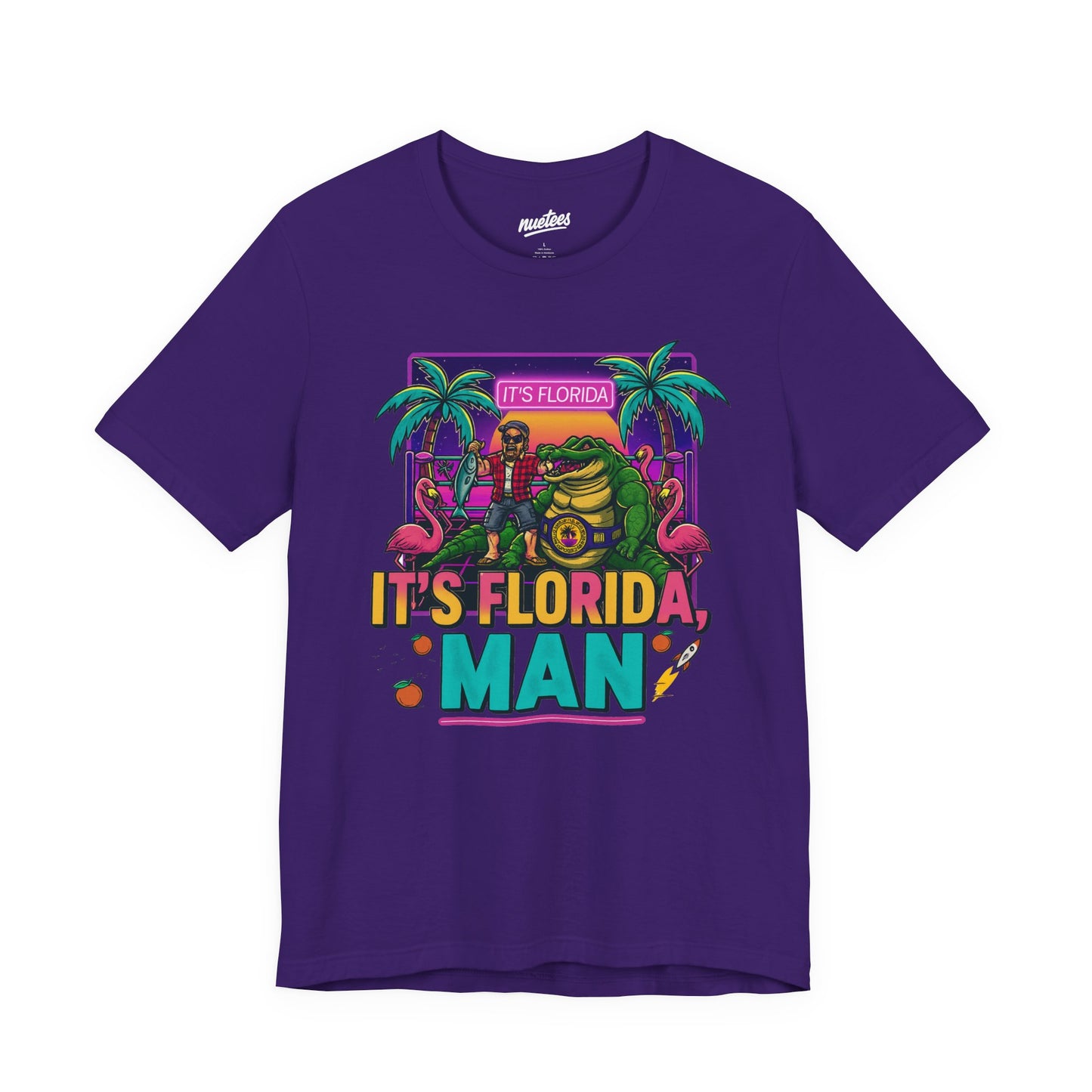 It's Florida, Man T-Shirt — Retro Flamingo & Palm Vacation Tee