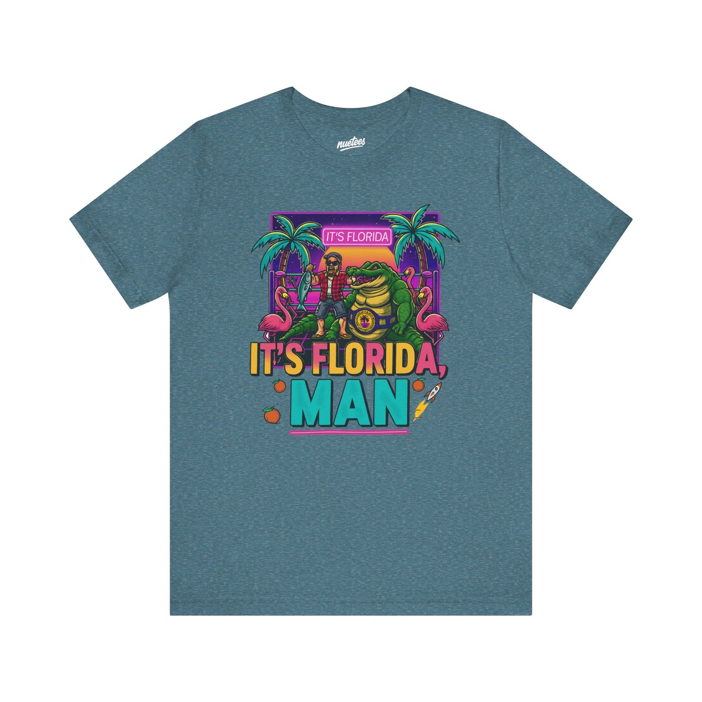 It's Florida, Man T-Shirt — Retro Flamingo & Palm Vacation Tee