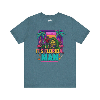 It's Florida, Man T-Shirt — Retro Flamingo & Palm Vacation Tee