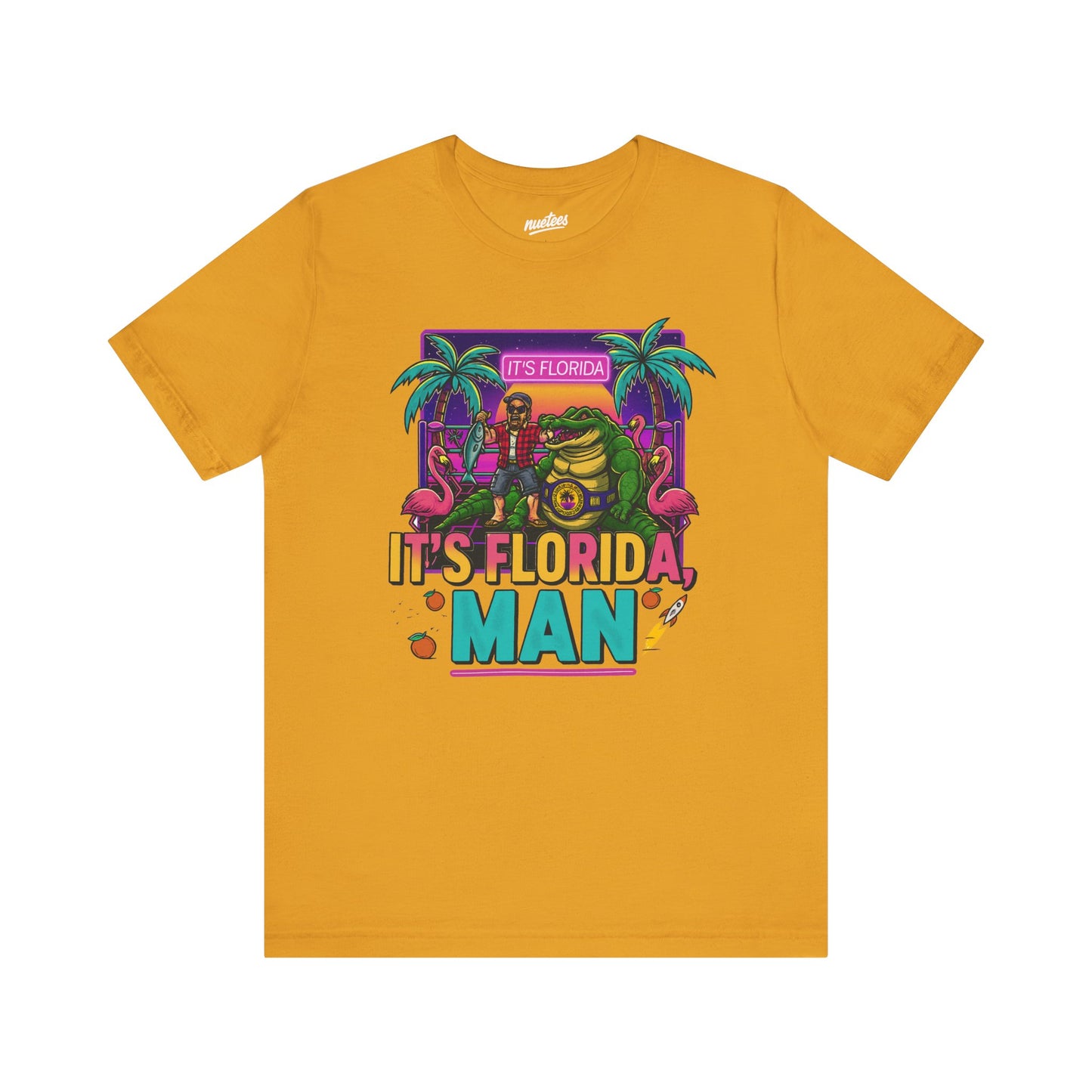 It's Florida, Man T-Shirt — Retro Flamingo & Palm Vacation Tee